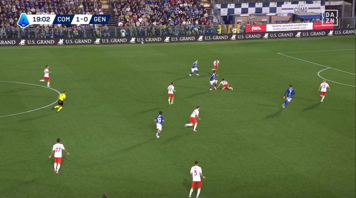 Partita di Serie A, Como-Genoa, con sponsor US Grand Polo