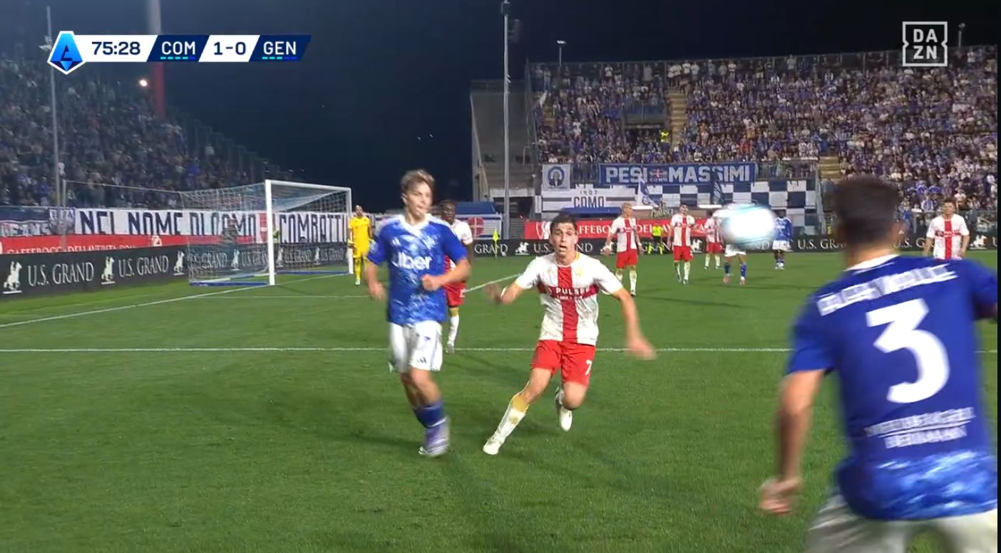 Partita di Serie A, Como-Genoa, con sponsor US Grand Polo