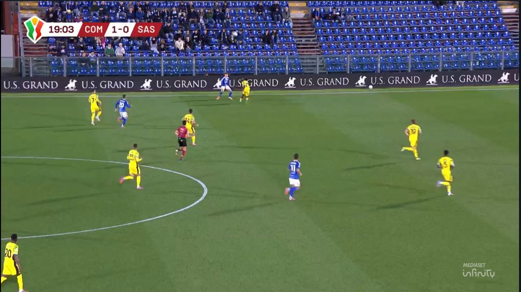 Partita di Coppa Italia, Como-Sassuolo, con sponsor US Grand Polo