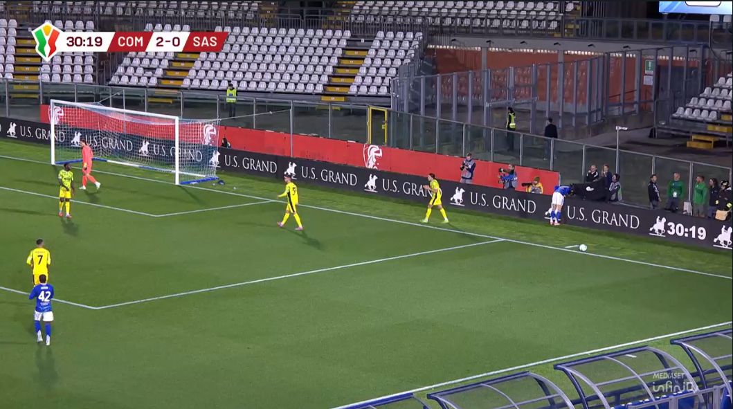 Partita di Coppa Italia, Como-Sassuolo, con sponsor US Grand Polo