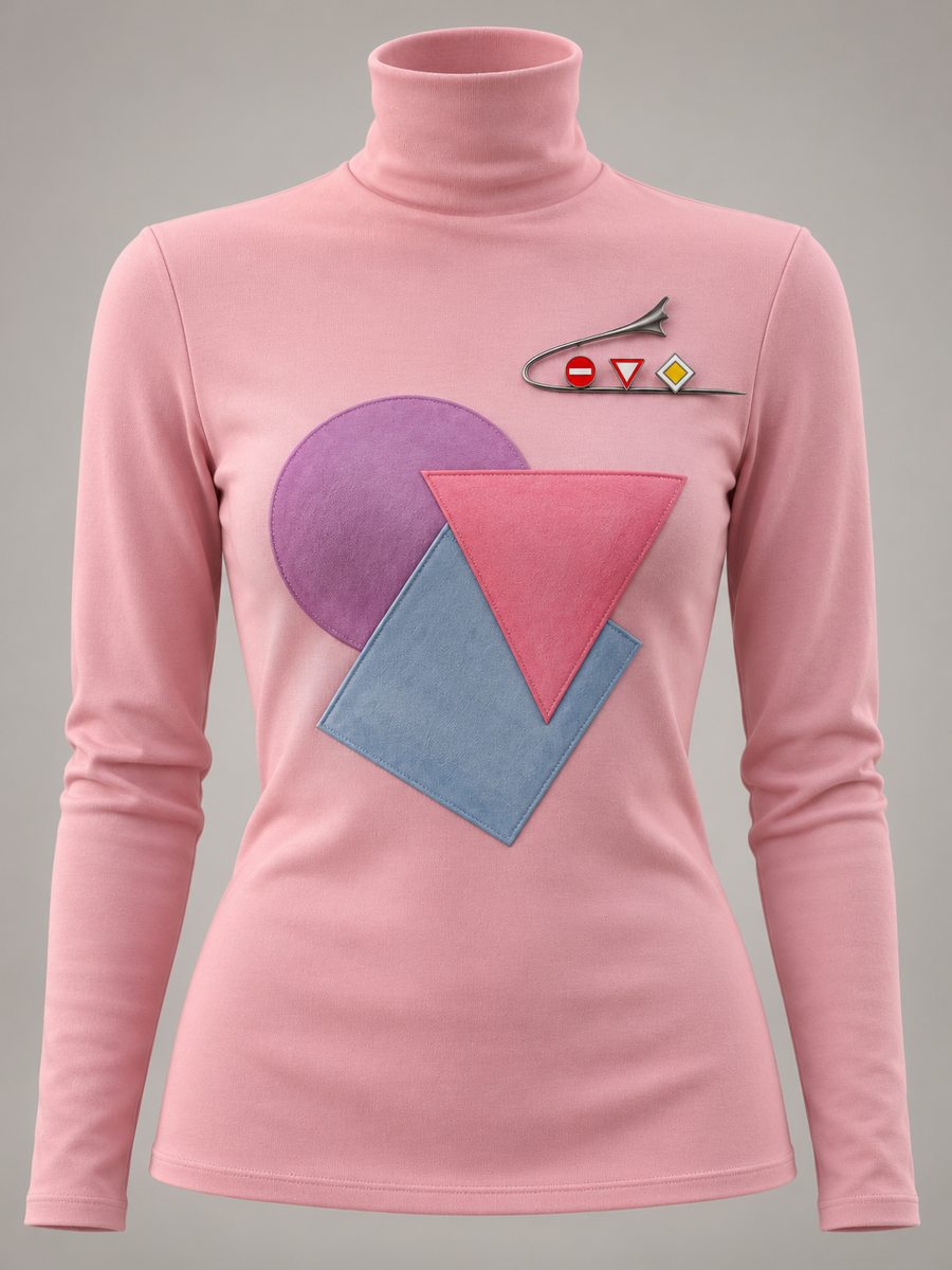 Render concept top rosa YOUR WAY con geometrie e spilla